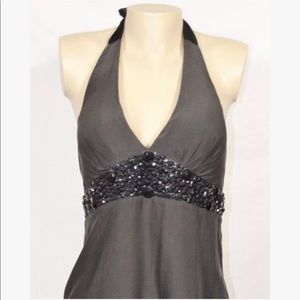 Black beaded silk halter-top WHBM cocktail dress